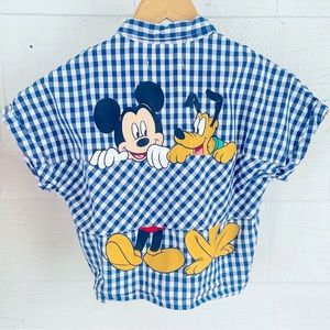 Zara Mickey and Pluto Plaid Shirt